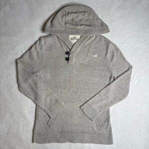 Y2K Hollister Sweater Shawl Collar Button Tan Cardigan Pockets Knit Women Small